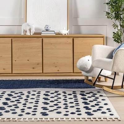 NuLOOM Alena Starry Night High-Low Kids Tasseled Area Rug 7 NuLOOM Alena Starry Night High-Low Kids Tasseled Area Rug - Image 7