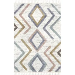 Lillie Abstract Diamond Kids Tassel Area Rug -Nuloom GUEST 0ebf0553 60cd 4f2e afee be55e4493e37