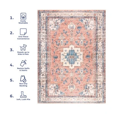 NuLOOM Eleanor Machine Washable Distressed Medallion Area Rug 11 NuLOOM Eleanor Machine Washable Distressed Medallion Area Rug - Image 11