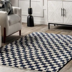 Dominique Abstract Checkered Fringe Area Rug -Nuloom GUEST 12004e14 439b 4155 9f7e 9658ab8f4d3c