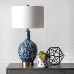 NuLOOM Tucson Ceramic 28" Table Lamp Lighting - Blue 28" H X 15" W X 15" D -Nuloom GUEST 1238e84f 7cde 496f 9c05 bd92a4b133c9
