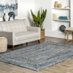 NuLOOM Hand Braided Otelia Denim And Jute Area Rug