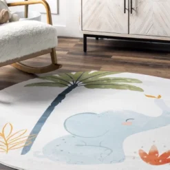 NuLOOM Elain Cheerful Elephant Machine Washable Kids Area Rug -Nuloom GUEST 19f1dc18 69e4 4b9c aafb 9f2a898a78ba