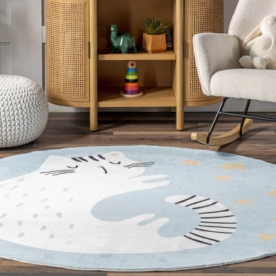NuLOOM Adalynn Sleepy Cat Kids Machine Washable Area Rug 8 NuLOOM Adalynn Sleepy Cat Kids Machine Washable Area Rug - Image 8