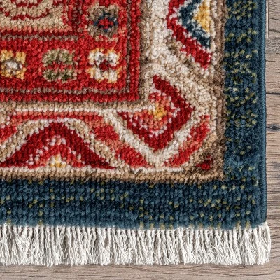 NuLOOM Qiana Emblem Fringe Area Rug 4 NuLOOM Qiana Emblem Fringe Area Rug - Image 4