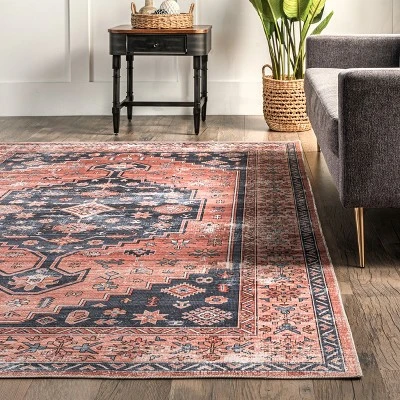 NuLOOM Medallion Bordered Machine Washable Area Rug 7 NuLOOM Medallion Bordered Machine Washable Area Rug - Image 7