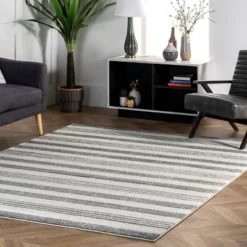 Striped Kelsi Gray Rug - NuLOOM