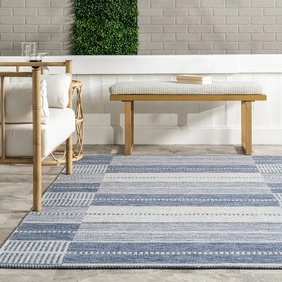 NuLOOM Rayla Striped Blocks Indoor/Outdoor Patio Area Rug 7 NuLOOM Rayla Striped Blocks Indoor/Outdoor Patio Area Rug - Image 7