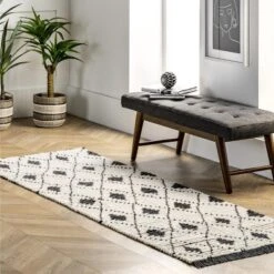 NuLOOM Joanna Diamond Trellis Soft Shag Fringe Area Rug