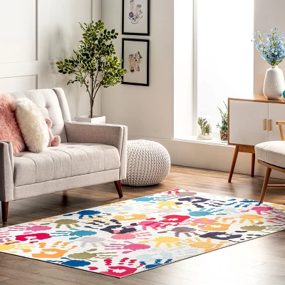 NuLOOM Pinkie Machine Washable Handprint Kids Area Rug 1 NuLOOM Pinkie Machine Washable Handprint Kids Area Rug