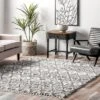 6'7"x9' Yani Soft & Cozy Diamond Shag Tassel Area Rug Gray - NuLOOM