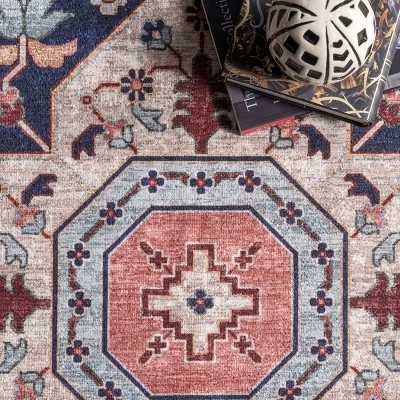 NuLOOM Amber Machine Washable Floral Aztec Area Rug 5 NuLOOM Amber Machine Washable Floral Aztec Area Rug - Image 5