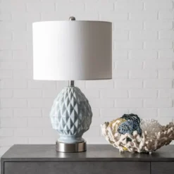 NuLOOM Tulsa 24" Ceramic Table Lamp Lighting - Light Blue 24" H X 14" W X 14" D -Nuloom GUEST 5d1360dd fca1 4507 9f0b f69701c94b9f