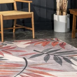 NulOOM Mayra Tropical Leaves Machine Washable Indoor/Outdoor Patio Area Rug -Nuloom GUEST 5e741e94 cbbd 450f 9c60 6c7acfe802ff