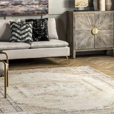 NuLOOM Glenda Machine Washable Faded Medallion Area Rug 8 NuLOOM Glenda Machine Washable Faded Medallion Area Rug - Image 8