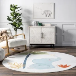 NuLOOM Elain Cheerful Elephant Machine Washable Kids Area Rug -Nuloom GUEST 62989510 3e19 4611 bc36 3586a1007dde