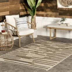 NuLOOM Shana Neutral Striped Indoor/Outdoor Patio Area Rug