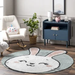 NuLOOM Vera Bunny Machine Washable Kids Area Rug