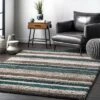 Striped Shaggy Woven Rug - NuLoom
