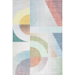NuLOOM Erikka Abstract Striped Kids Machine Washable Area Rug -Nuloom GUEST 82c152c2 79b2 4d32 9168 c93839b77da0