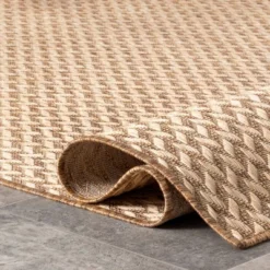 6'7"x9' Camryn Abstract Herringbone Indoor And Outdoor Area Rug Beige - NuLOOM -Nuloom GUEST 871dc00f 14f2 4db6 a23e 12b82282acf0