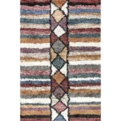 Aidan Diamond Striped Kids Shag Area Rug -Nuloom GUEST 8ef6c712 b0bd 460d b133 5da47eef0133