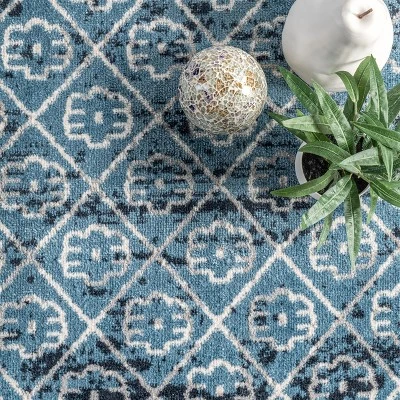 NuLOOM Prestyn Machine Washable Faded Trellis Area Rug 5 NuLOOM Prestyn Machine Washable Faded Trellis Area Rug - Image 5
