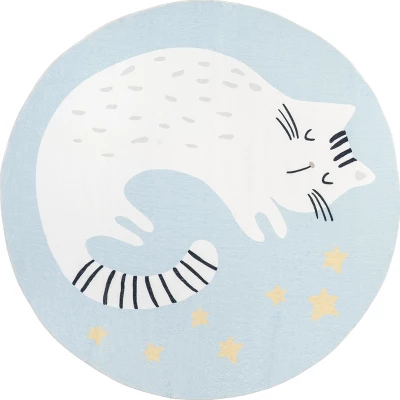 NuLOOM Adalynn Sleepy Cat Kids Machine Washable Area Rug 9 NuLOOM Adalynn Sleepy Cat Kids Machine Washable Area Rug - Image 9