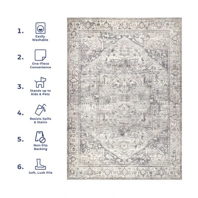 NuLOOM Brielle Machine Washable Vintage Medallion Area Rug 11 NuLOOM Brielle Machine Washable Vintage Medallion Area Rug - Image 11