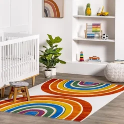NuLOOM Classic Double Rainbow Machine Washable Kids Area Rug