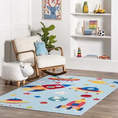 NuLOOM Eddie Outer Space Machine Washable Kids Area Rug 1 NuLOOM Eddie Outer Space Machine Washable Kids Area Rug