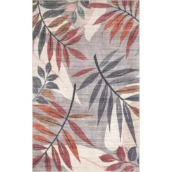 NulOOM Mayra Tropical Leaves Machine Washable Indoor/Outdoor Patio Area Rug -Nuloom GUEST b1ffdc0b 4344 494f a315 2fc26d044979