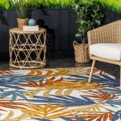 NuLOOM Flor Multi Tropical Leaves Indoor/Outdoor Patio Area Rug -Nuloom GUEST b20ce97e 445b 4545 8941 6821530b35aa