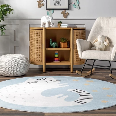 NuLOOM Adalynn Sleepy Cat Kids Machine Washable Area Rug 7 NuLOOM Adalynn Sleepy Cat Kids Machine Washable Area Rug - Image 7