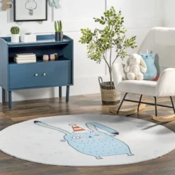 NuLOOM Eowyn Modern Rabbit Machine Washable Kids Area Rug