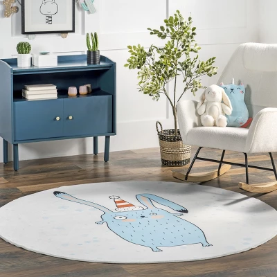 NuLOOM Eowyn Modern Rabbit Machine Washable Kids Area Rug 1 NuLOOM Eowyn Modern Rabbit Machine Washable Kids Area Rug