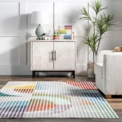 NuLOOM Erikka Abstract Striped Kids Machine Washable Area Rug -Nuloom GUEST c9d6397b 72ef 4317 a4e9 b7298654c52d