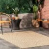 4'x6' Camryn Abstract Herringbone Indoor And Outdoor Area Rug Beige - NuLOOM