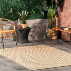 4'x6' Camryn Abstract Herringbone Indoor And Outdoor Area Rug Beige - NuLOOM