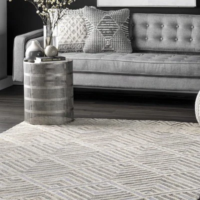 NuLOOM Taytum Handmade Wool Diamond Trellis Area Rug 8 NuLOOM Taytum Handmade Wool Diamond Trellis Area Rug - Image 8