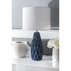 NuLOOM Amherst Ceramic 25" Table Lamp Lighting - Navy 25" H X 13" W X 13" D