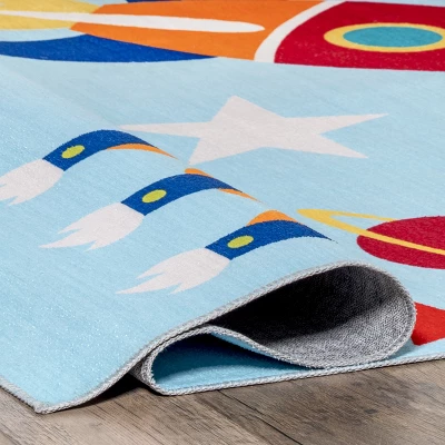 NuLOOM Eddie Outer Space Machine Washable Kids Area Rug 3 NuLOOM Eddie Outer Space Machine Washable Kids Area Rug - Image 3