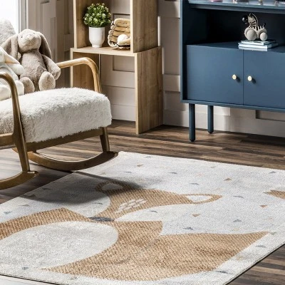 NuLOOM Talia Bashful Fox Kids Machine Washable Area Rug 8 NuLOOM Talia Bashful Fox Kids Machine Washable Area Rug - Image 8