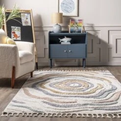 NuLOOM Adette Abstract Swirl Kids Tassel Area Rug -Nuloom GUEST e20b0787 0b92 49db b813 091595adaf63