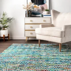Hand Woven Chevron Eli Green Rug - NuLOOM -Nuloom GUEST e34e4820 3c1b 421b 92aa 64af78f2c255