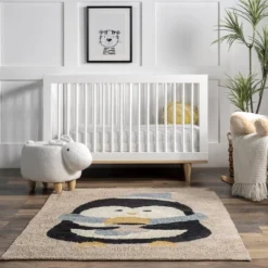 NuLOOM Mosby Penguin Machine Washable Kids Area Rug -Nuloom GUEST e7380f47 700a 4f5c acc6 c22ac5e54475