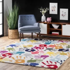 NuLOOM Pinkie Handprint Kids Area Rug