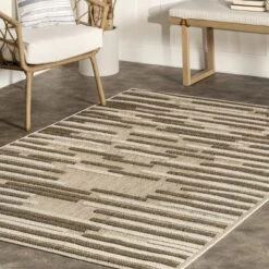 NuLOOM Shana Neutral Striped Indoor/Outdoor Patio Area Rug -Nuloom GUEST f554147b cd02 40bc ba56 95bdeb241dbc