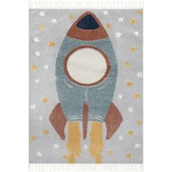 NuLOOM Journee Rocket Ship High-Low Kids Tasseled Area Rug -Nuloom GUEST f960a335 5ca9 4ef7 a49d 13df8fdd92c5